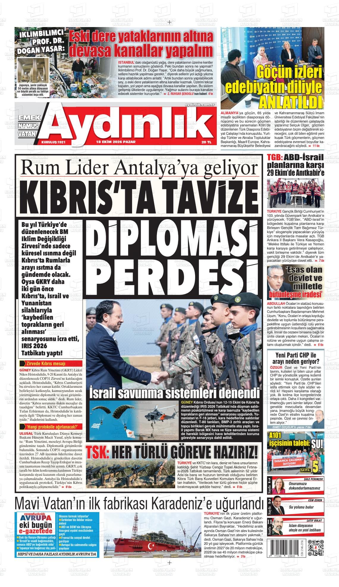AYDINLIK gazetesi kapağı