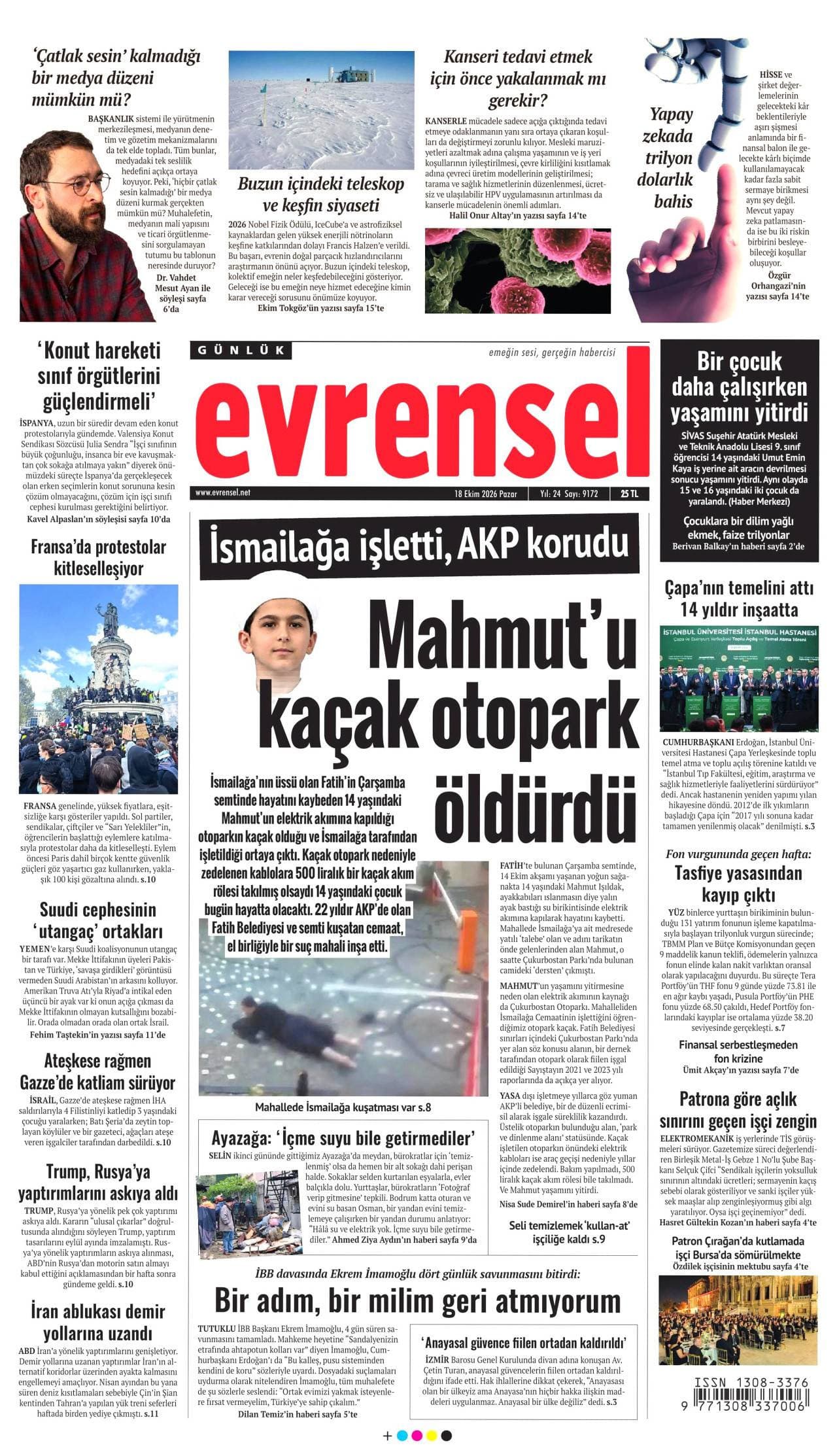 GÜNLÜK EVRENSEL gazetesi kapağı