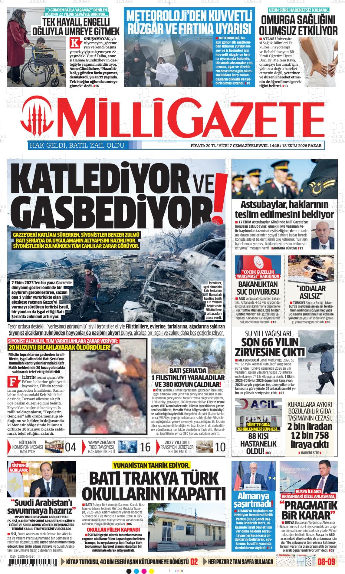 MİLLİ GAZETE gazetesi kapağı