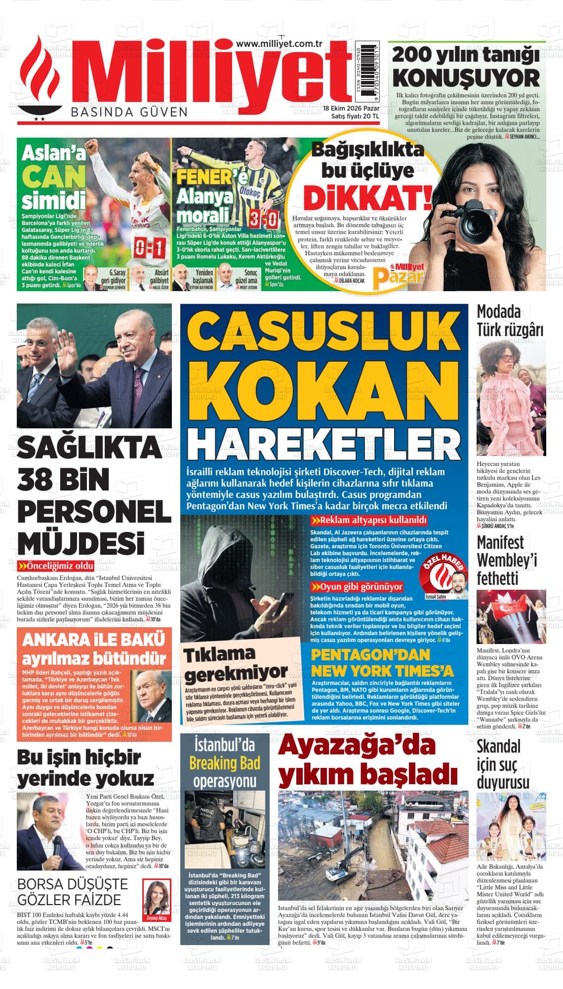 MİLLİYET gazetesi kapağı